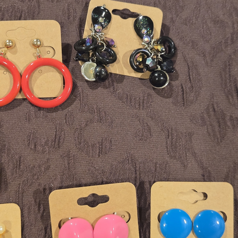 Colorful Clip On Earring Lot. 20 Pairs. - Picture 8 of 8